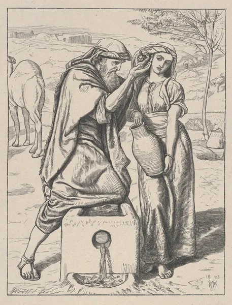 Eliezer and Rebekah at the Well av William Holman Hunt
