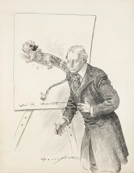 William Randolph Hearst draws a picture of a lizard with a man’s head av Homer Davenport