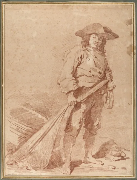 A Fisherman Pulling a Net av Jean-Honoré Fragonard