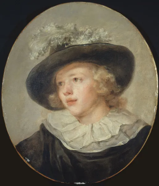 Portrait de jeune garçon avec un chapeau à plumes av Jean-Honoré Fragonard