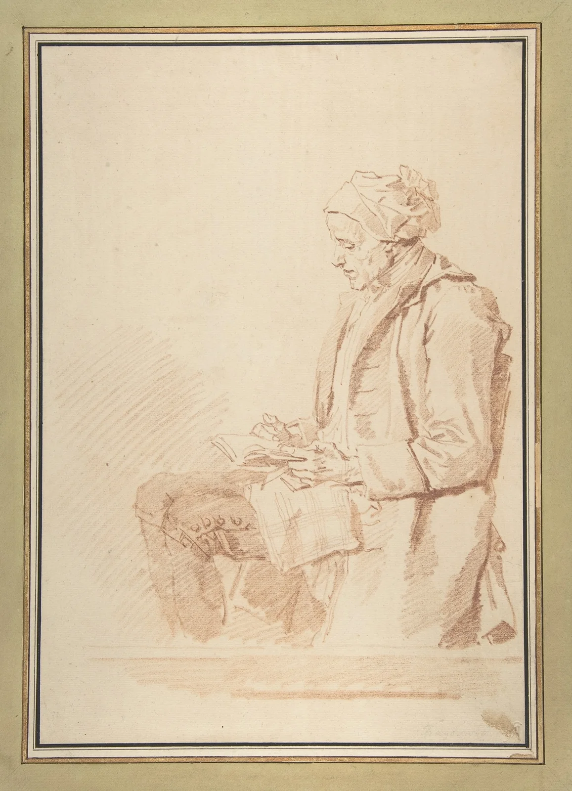 Seated Man Reading av Jean-Honoré Fragonard
