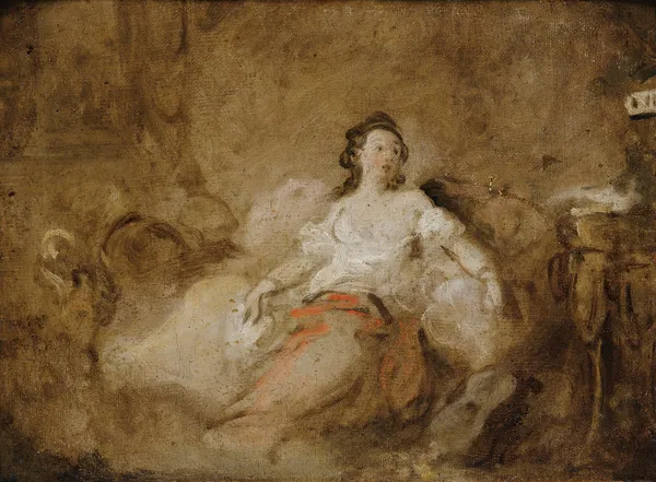 Young Lady Wearing A Negligée In An Interior av Jean-Honoré Fragonard