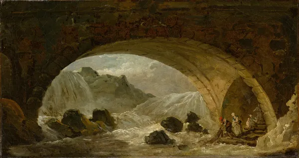 Fishermen Under a Bridge av Hubert Robert