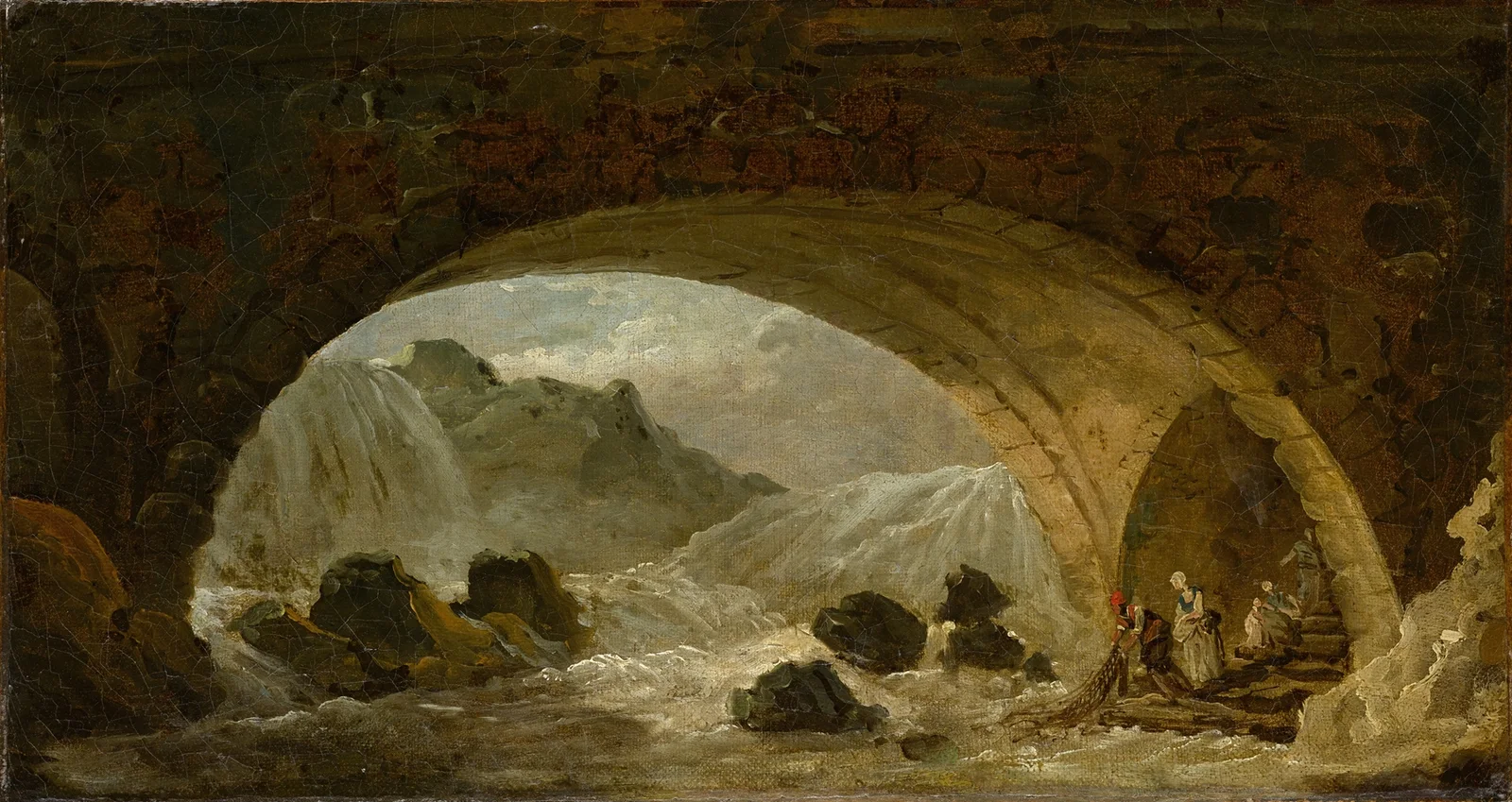 Fishermen Under a Bridge av Hubert Robert