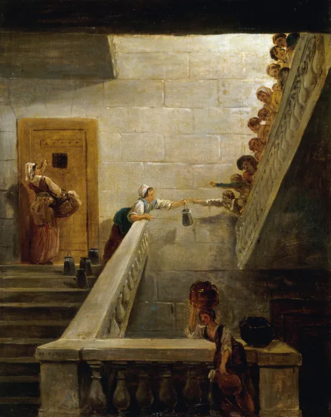 Le Ravitaillement des prisonniers à la prison de Saint-Lazare av Hubert Robert