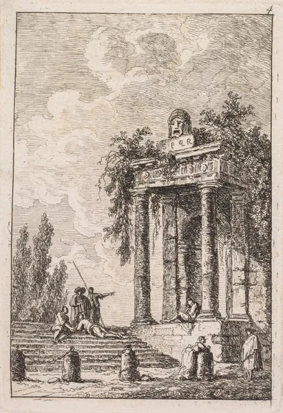 L’Escalier aux quatre bornes av Hubert Robert