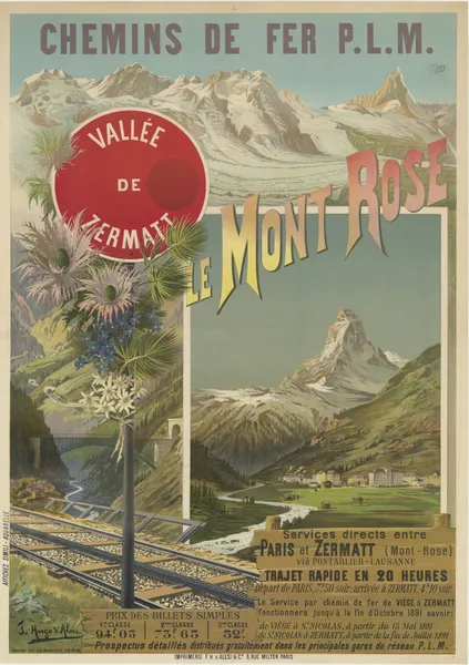 Chemins de fer P. L. M. Le Mont Rose. Vallée de Zermatt av Frederic Hugo d’Alési