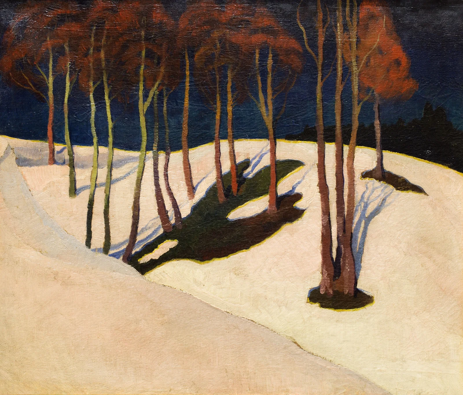 Landscape with red trees av Stanisław Ignacy Witkiewicz