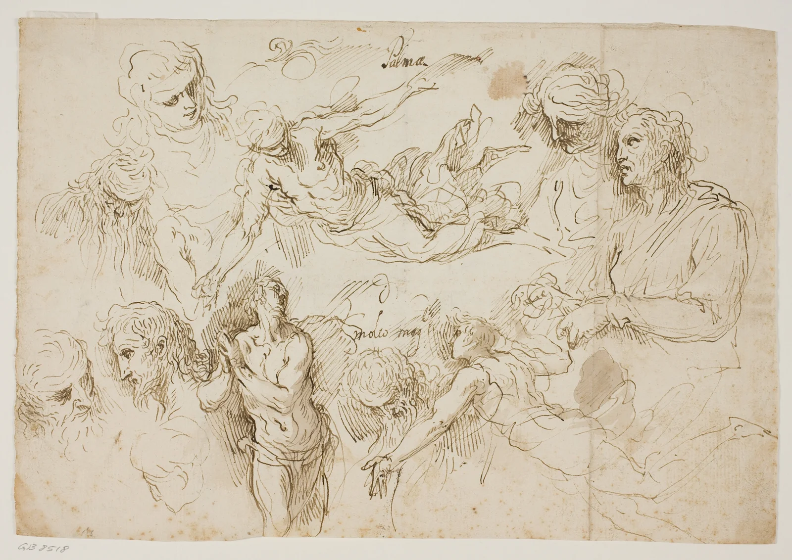 Studieblad med figurer av Jacopo Palma il Giovane