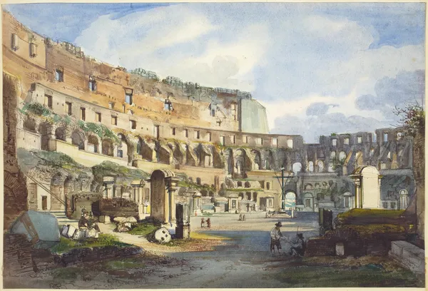 Interior of the Colosseum av Ippolito Caffi
