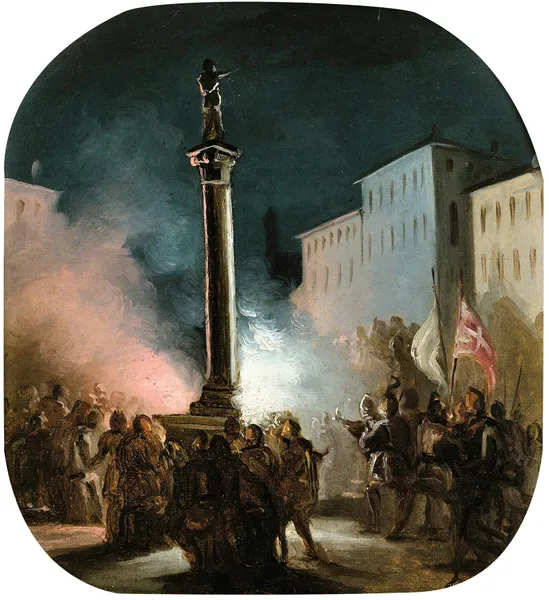 Piazza Colonna, Rome av Ippolito Caffi