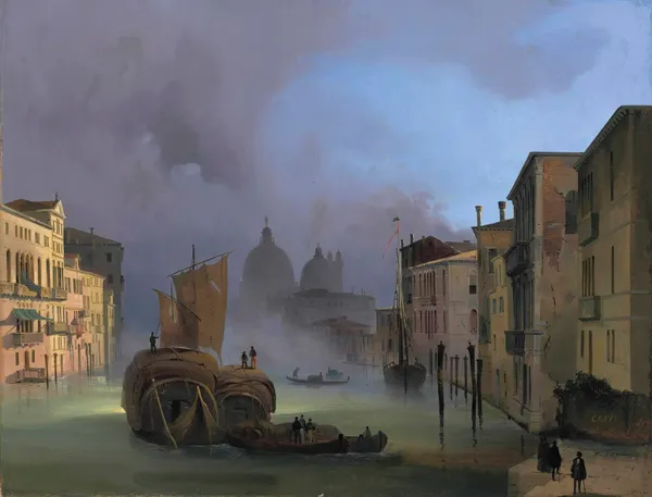 The Grand Canal, Venice, From The Ponte Dell’accademia, With Santa Maria Della Salute av Ippolito Caffi