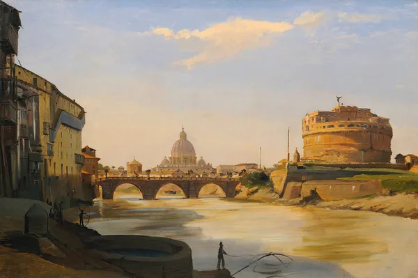 View Of The Castel Sant’angelo, Rome av Ippolito Caffi