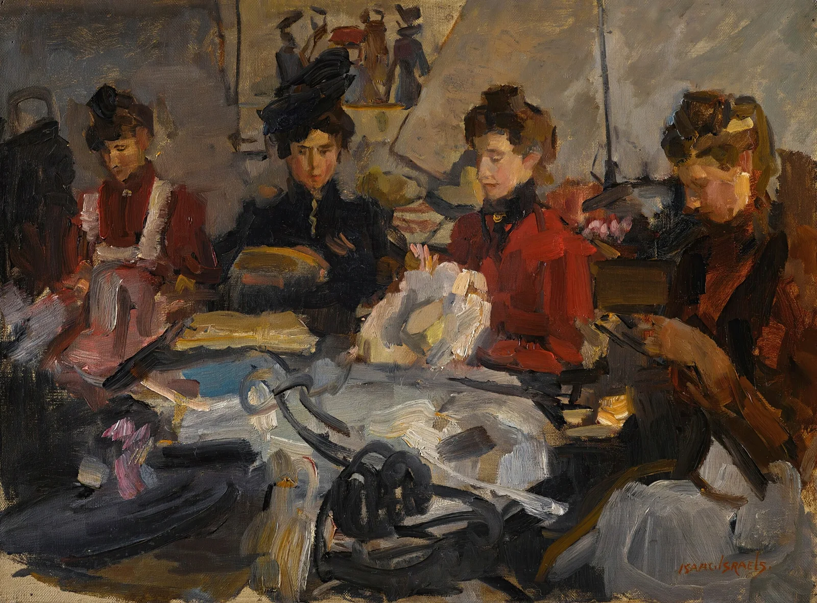 The milliners’ workshop av Isaac Israëls