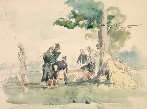 Militaires sous un arbre (Soldiers under a Tree) av Isidore Pils
