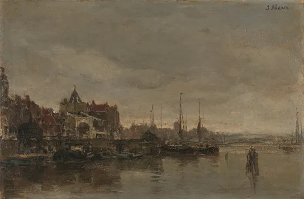 De Schreierstoren met de brug over de Gelderse Kade te Amsterdam av Jacob Maris