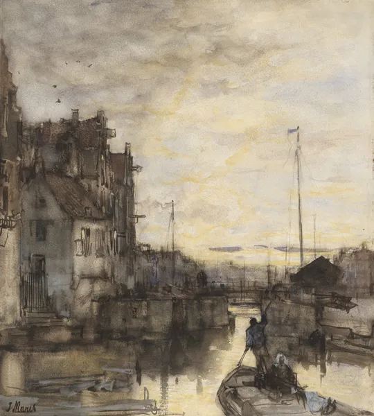 Stadsgezicht bij avond av Jacob Maris
