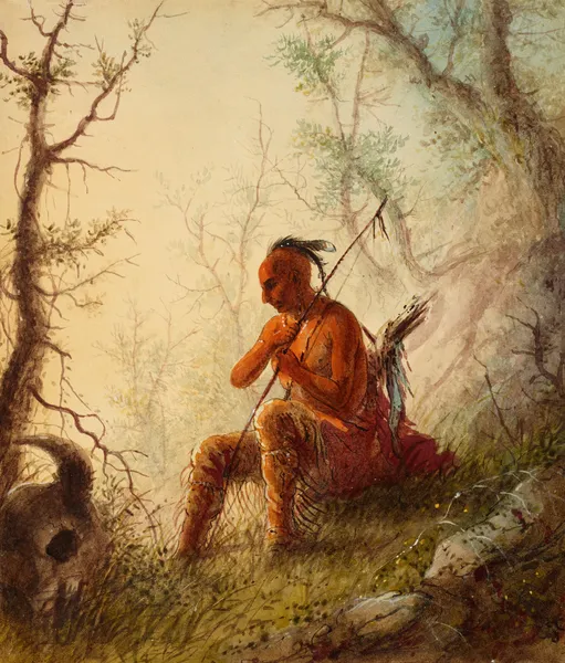 Sioux Indian at a Grave av Alfred Jacob Miller