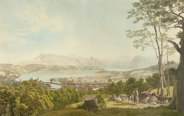 Hirtenszene vor Luzern – nr 2 av Johann Jakob Biedermann