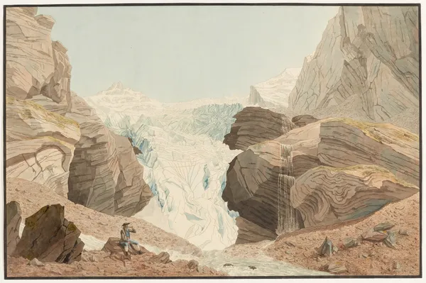 Le Glacier nommé Rosenlaui, à côté du Wetterhorn av Johann Jakob Biedermann