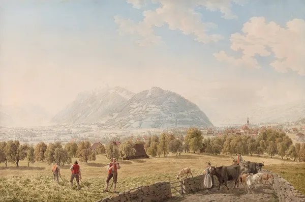 Schwyz, von Osten av Johann Jakob Biedermann