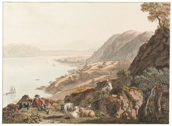 Twann und Bielersee von Nordosten av Johann Jakob Biedermann
