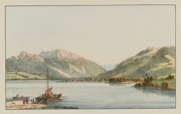 Vûe de Lachen, sur le lac de Zurich av Johann Jakob Biedermann