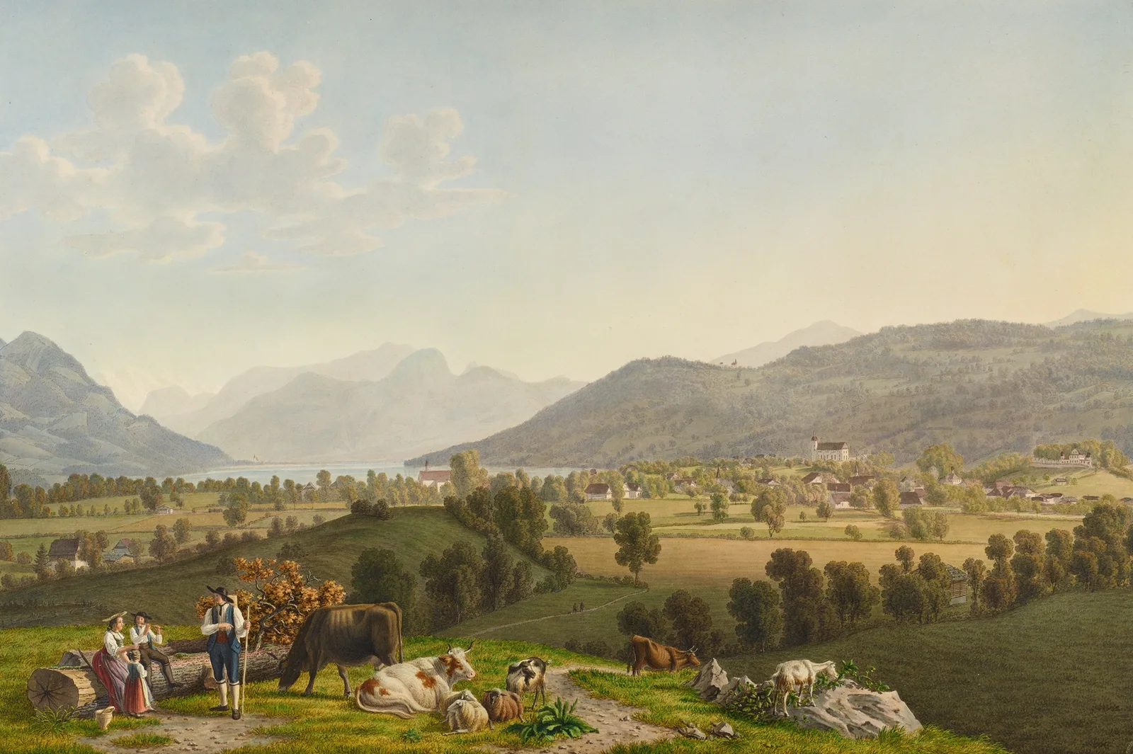 Vue de Sarnen av Johann Jakob Biedermann