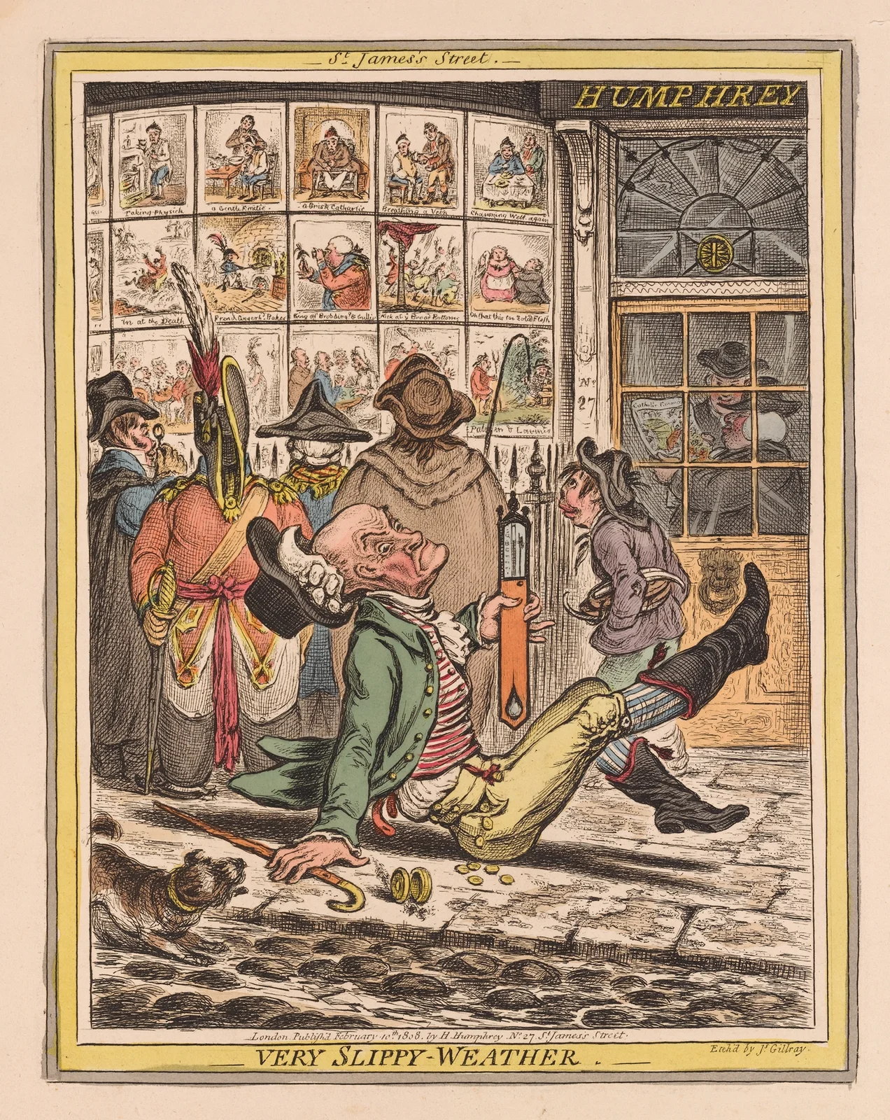 Very slippy weather av James Gillray
