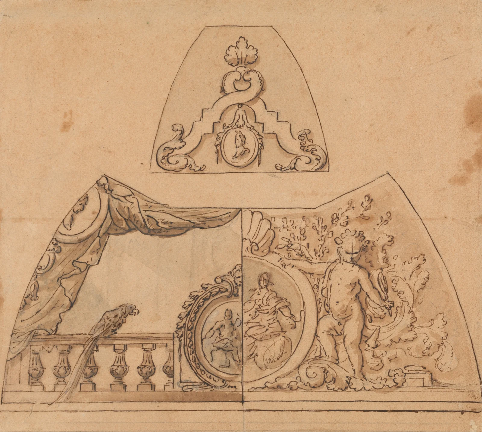 Design for a Ceiling Decoration (with a Parrot) av Sir James Thornhill