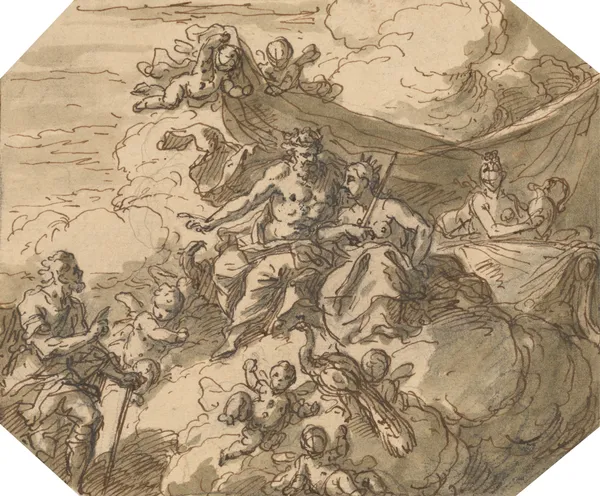 Design for a Mythological Scene, with Jupiter and Juno av Sir James Thornhill