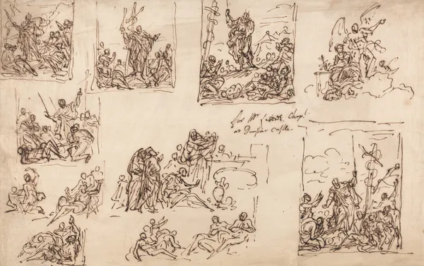 Moses and the Brazen Serpent – Design for the chapel at Dunster Castle av Sir James Thornhill