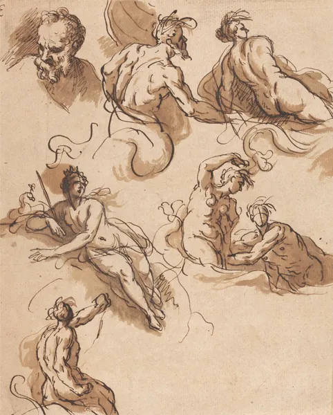 Sheet of Classical Figure Studies av Sir James Thornhill