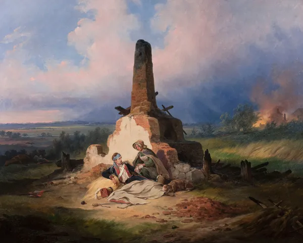 Wounded uhlan in 1831 av January Suchodolski