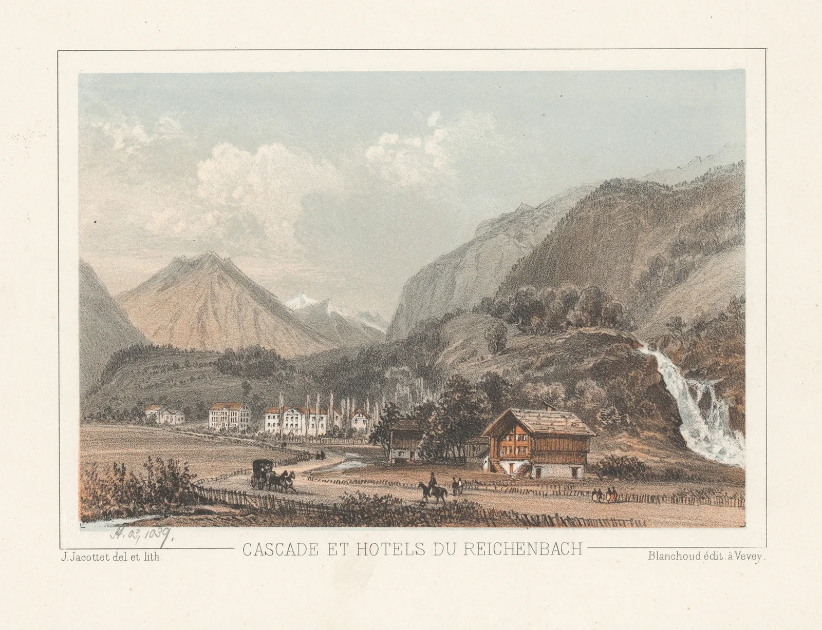 Cascade et hotels du Reichenbach av Jean Jacottet