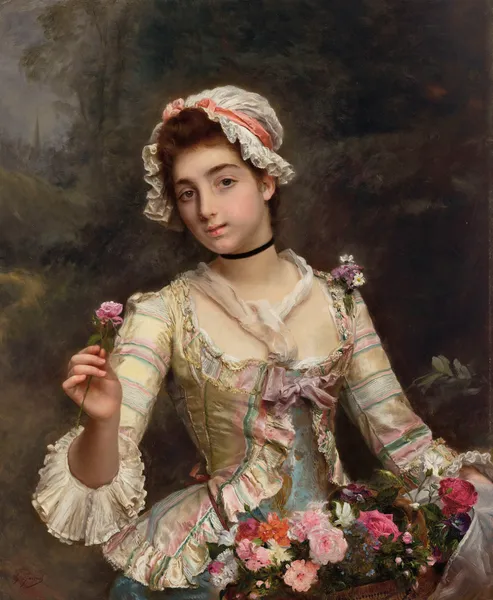 La bouquetière av Gustave Jean Jacquet