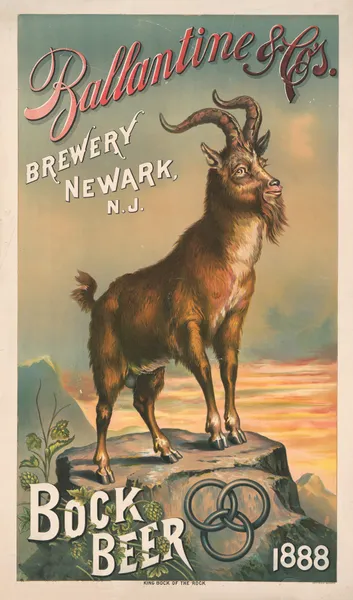 Ballatine & Co.’s brewery, Newark, N.J., Bock Beer, 1888, King Bock of the rock av Henry Jerome Schile