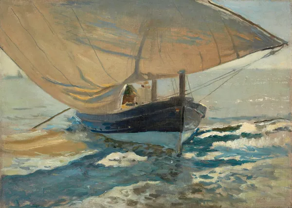 Barcas En La Playa (Fishing Boats On The Beach, Valencia) av Joaquín Sorolla