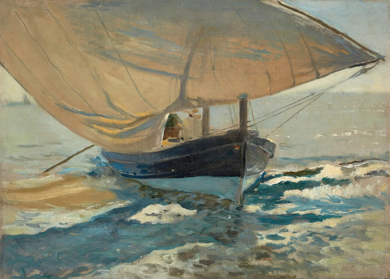 Barcas En La Playa (Fishing Boats On The Beach, Valencia) av Joaquín Sorolla