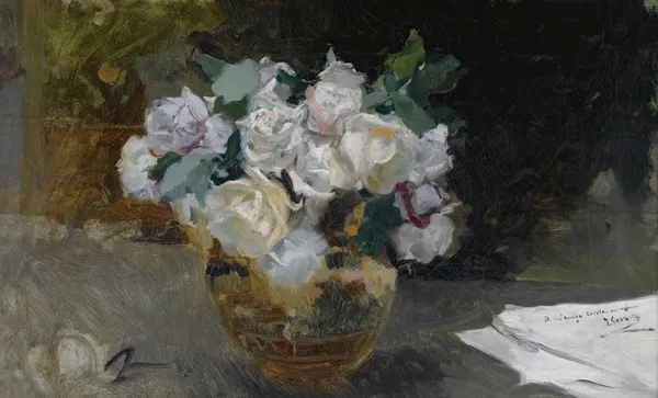 Bodegon De Rosas Blancas (Bouquet Of White Roses) av Joaquín Sorolla