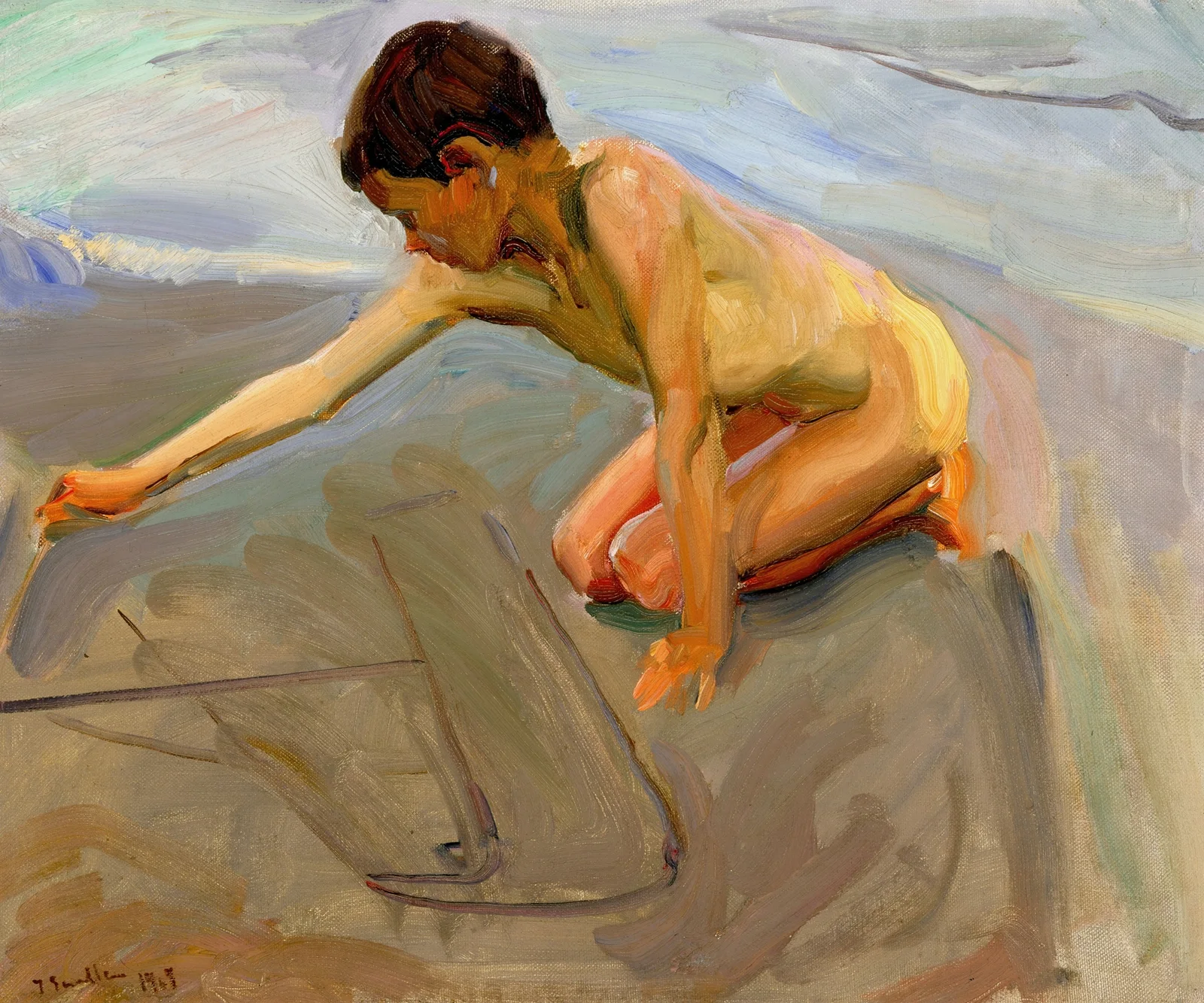 Drawing in the Sand av Joaquín Sorolla
