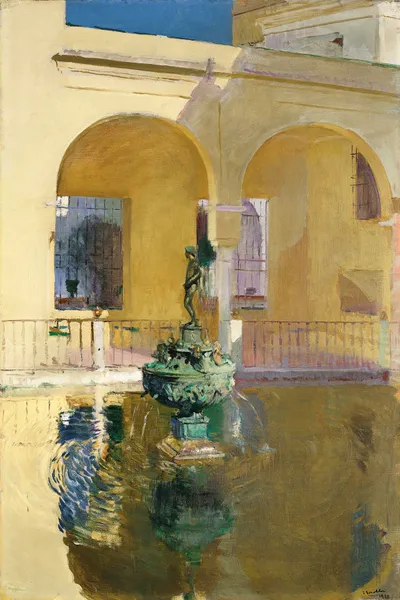 Estanque De Charles V, Alcázar, Seville av Joaquín Sorolla