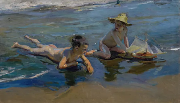 Niños En La Playa (Children Playing On The Beach) av Joaquín Sorolla