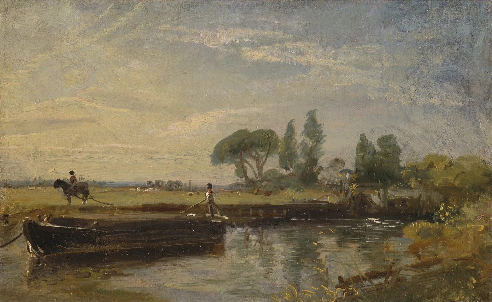 Barge below Flatford Lock av John Constable