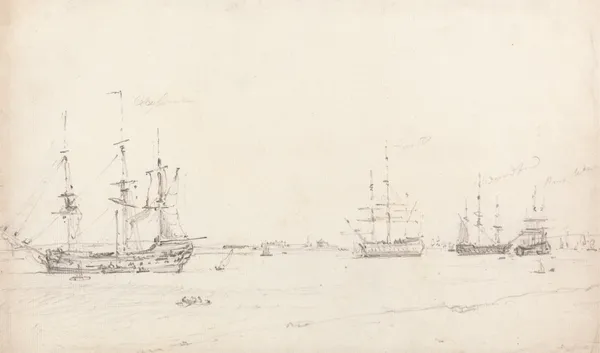 Four East Indiamen at Archor av John Constable