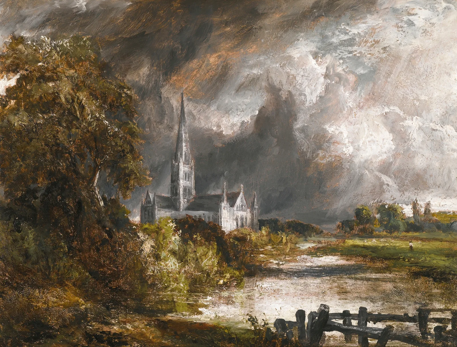 Salisbury Cathedral From The Meadows av John Constable