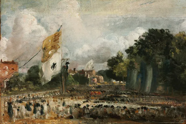 The Celebration in East Bergholt of the Peace of 1814 Concluded in Paris between France and the Allied Powers av John Constable