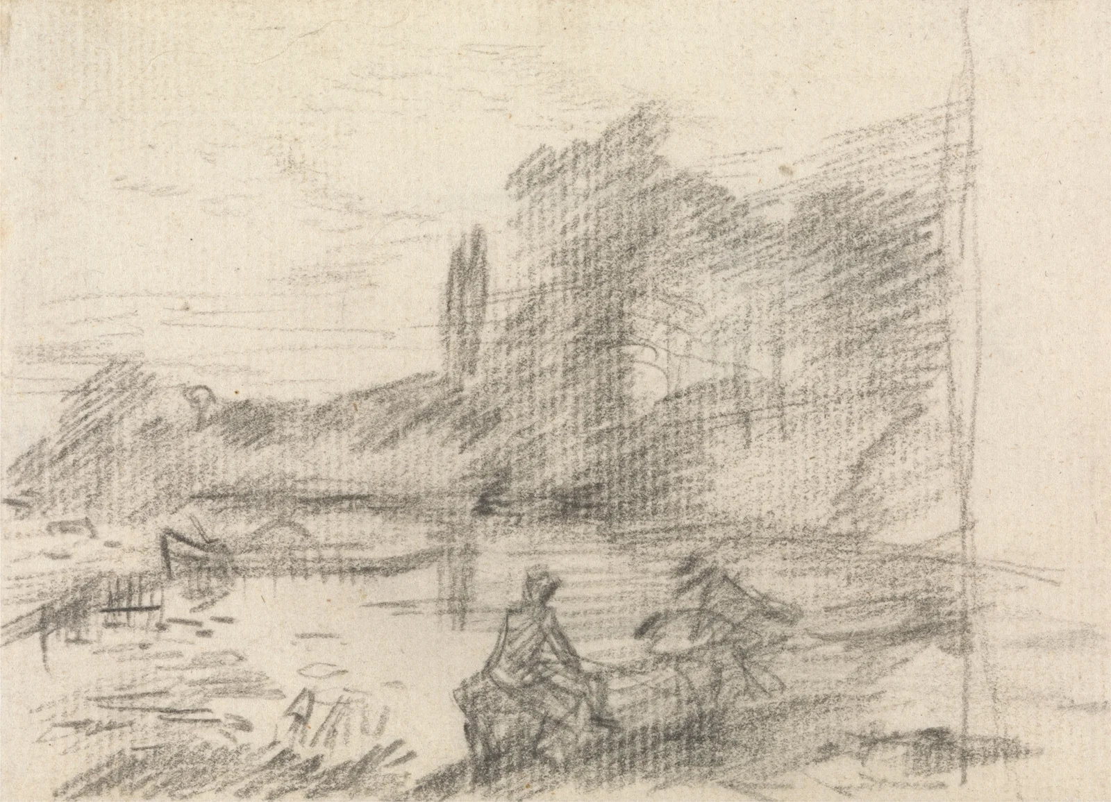 Two Figures by a River av John Constable