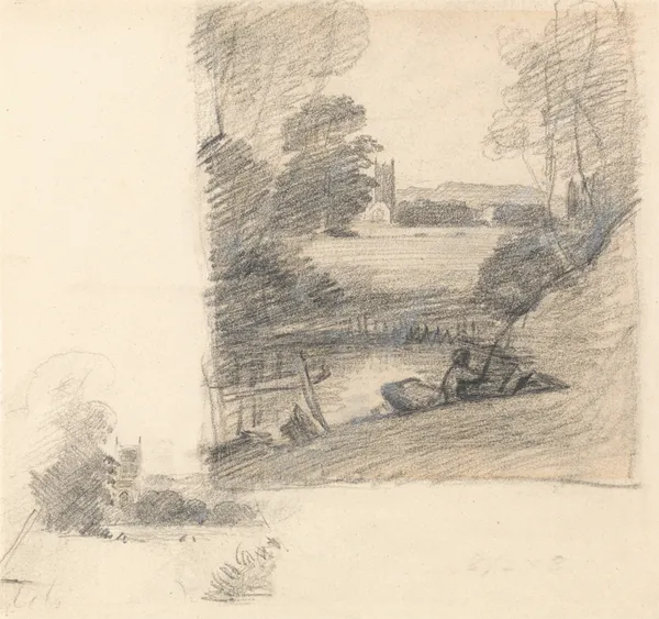 Two Studies of Dedham Church from the East av John Constable