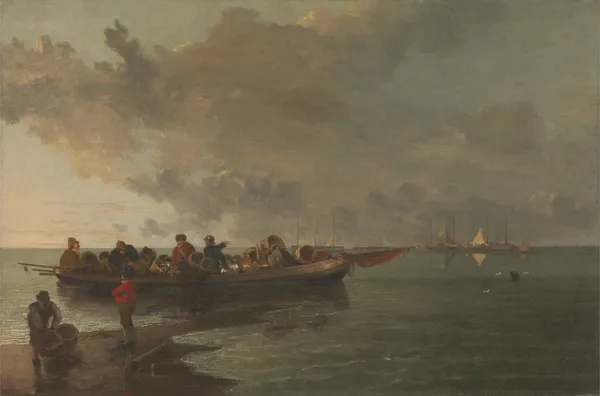 A Barge with a Wounded Soldier av John Crome